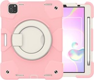 NIKCORP Okretna zaštitna maska za iPad Mini 6 8.3" s postoljem i držačem za olovku troslojna, ružičasta